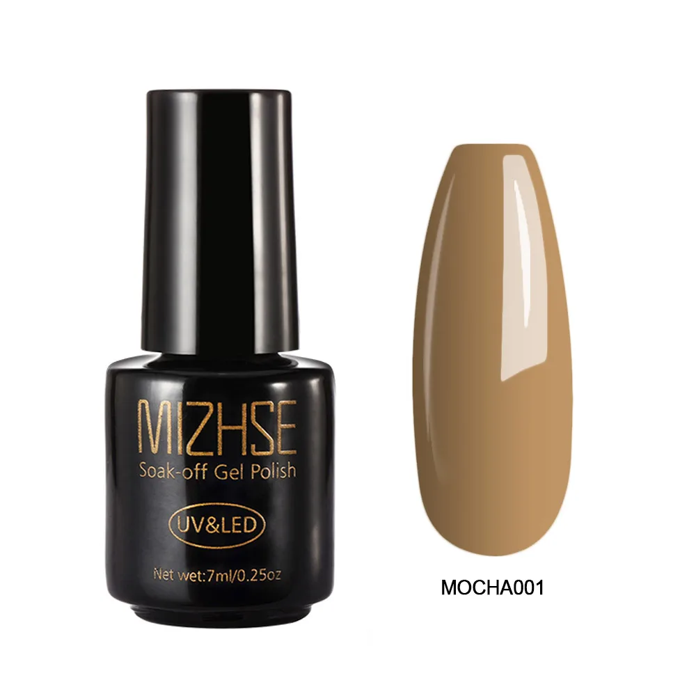 MIZHSE коричневый кофе серия лак для ногтей Маникюр для наращивания ногтей Vernis Перманентный лак для ногтей для УФ-и светодиодной лампы замочить от гель-лака - Цвет: mocha001