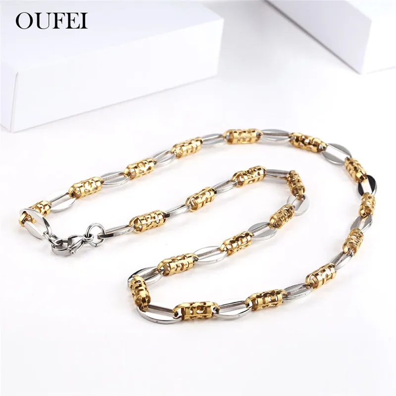 OUFEI Stainless Steel Long Metal Necklace Bracelet Set Fashion Necklaces 2019 Jewellery Accessories Choker Chain Free Shipping | Украшения