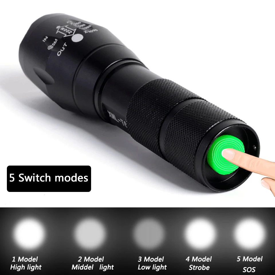 Led flashlight Ultra Bright torch XM-L T6 XM-L2-U3 Hunting Camping light 5 switch Modes Zoomable Bicycle Light use 18650 battery Led flashlight Ultra Bright torch XM-L T6 XM-L2-U3 Hunting Camping light 5 switch Modes Zoomable Bicycle Light use 18650 battery