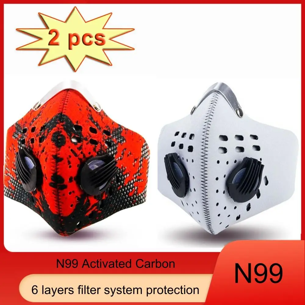 

Sports Cycling Face Mask with Activated Carbon Filters Running 2 Flow Valves Anti Pollution Dust Smog Disease Mouse Muffle Men