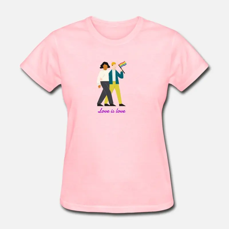 Мужская футболка на заказ Love Is Our, хлопок, круглый вырез, Harajuku, футболка для мужчин размера плюс S-5xl, одежда, футболки - Цвет: Women-Pink