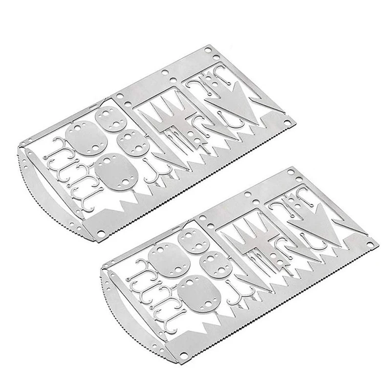 

2PCS EDC 22 In 1 Fishing Gear Credit Card Multi-Tool Outdoor Camping Equipment Survival Tools Hunting Emergency Survival EDC Kit