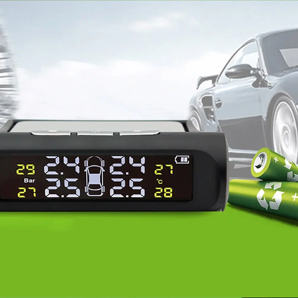 Automotive Solar Wireless Tire Pressure Monitoring System Built-In Tpms External Car Precision Tire Pressure Tester