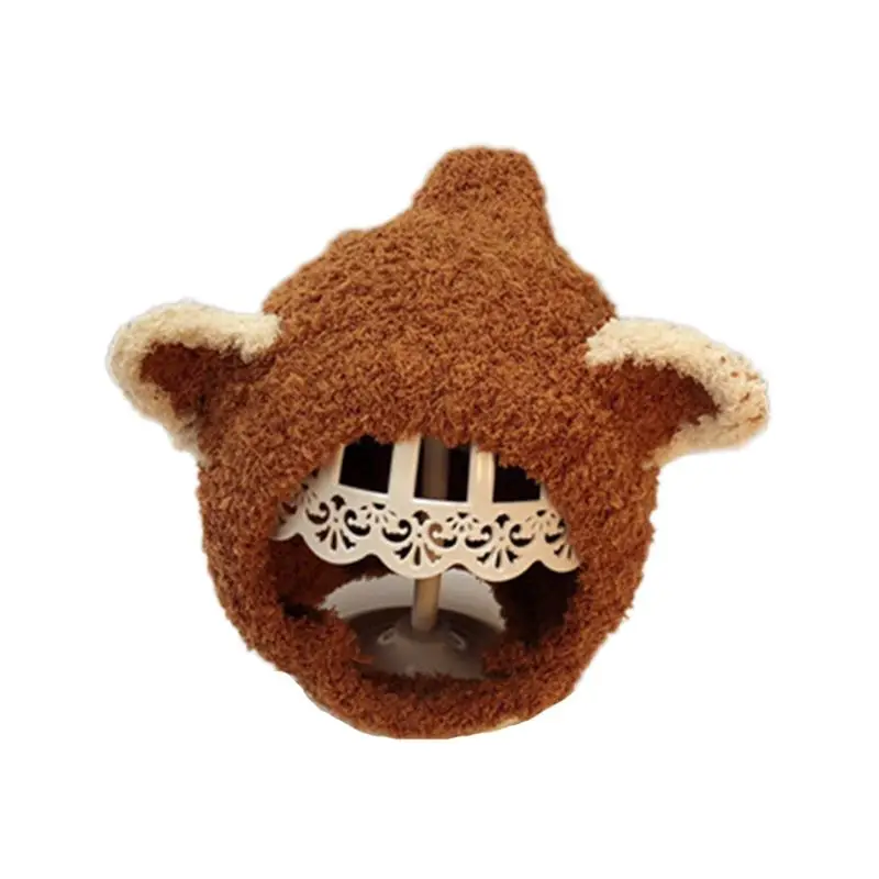 Coffee-1PCS 3 In 1 Toddler Baby Kids Thicken Plush Beanie Cap Scarf Gloves Set Cute Cartoon Fox Animal Earflap Hat Winter Warmer for 5-18M - Цвет: Coffee-1PCS
