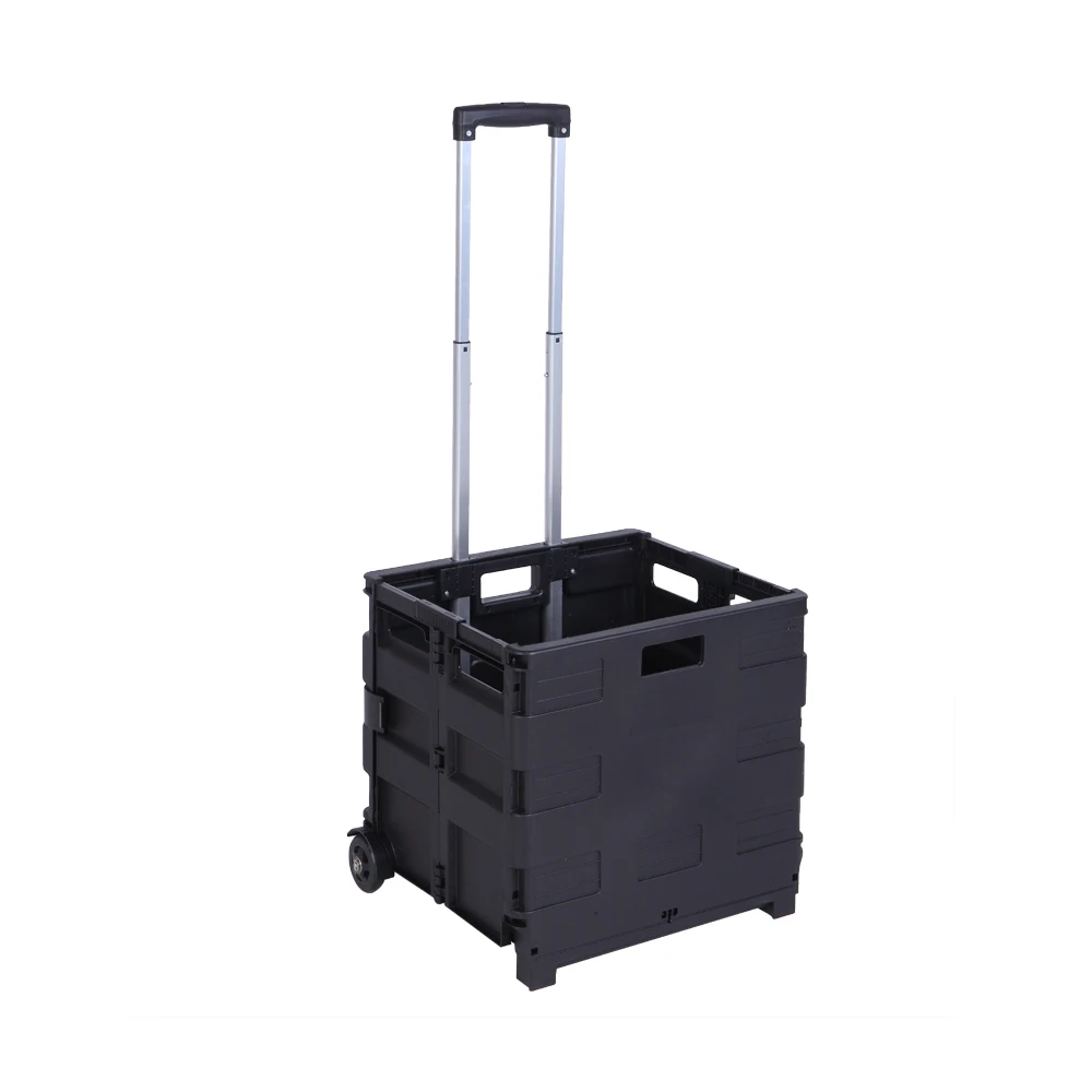 

Rolling Utility Cart Heavy Duty Light Weight 80LB Load Capacity Collapsible Handcart Plastic Shopping Trolley Without Cover
