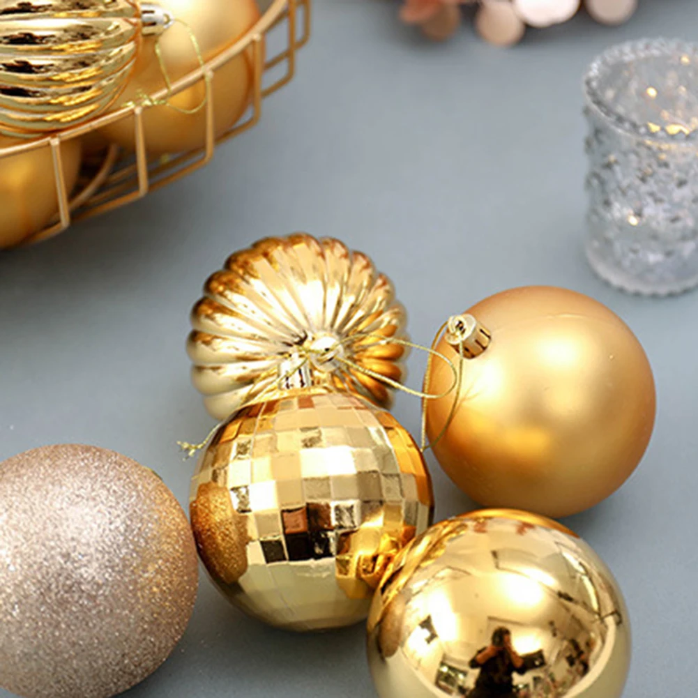 34Pcs Christmas Balls Plated Bauble Lightweight Hanging DIY Xmas Tree Ornament Home Party Xmas Decoration For Home Hanging Gifts