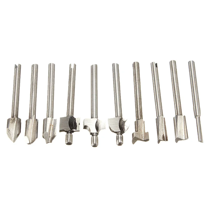 

10PCS 1/8" Mini Shank HSS Titanium Router Bits For Rotary Tool Set