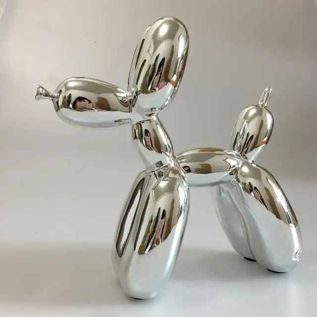 

Silver Metallic Large SIZE XMAS Gift Balloon Dog Figurine Statue Balloon Dog American Pop Art Resin Craft, Free Shipping
