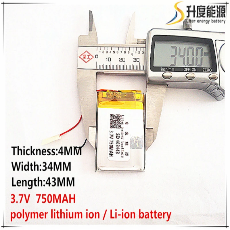 

5pcs [SD] 3.7V,750mAH,[403443] Polymer lithium ion / Li-ion battery for TOY,POWER BANK,GPS,mp3,mp4,cell phone,speaker