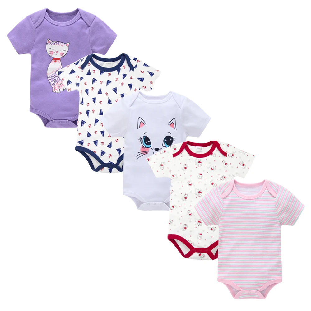 

5Pcs/set body Cotton Baby Girl Boy Clothes Short Sleeve Outfit Cartoon body bebe menina