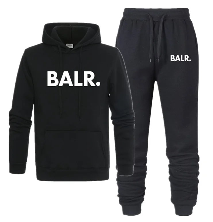 black Chándales de moda para hombres y модный привлекательный раздельный купальник Otoño Invierno, одежда для детей ropa deportiva; сезон весна-осень con estampado BALR conjuntos para hombres sudadera - Цвет: black