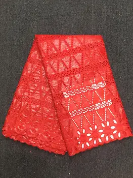 

Red Color African Bazin Riche Lace Fabric Hollow Out Design Embroidered High Quality Bazin Brode With Stones Guipure Lace Fabric