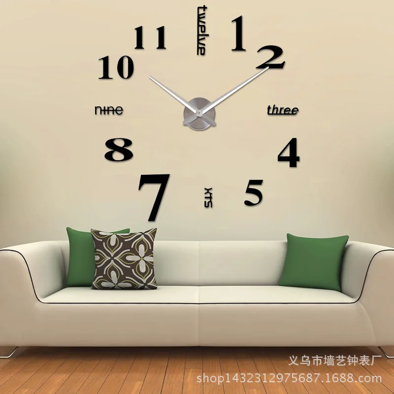 

Small Size Acrylic Wall Clock Bedroom Wall Stickers DIY Creative with Numbers Clock Sticken on the Wall digital wall clock