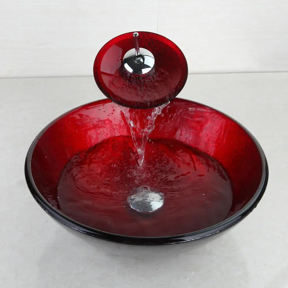 Jieni Red Luxury Washbasin Tempered Glass Basin Faucet Set Matching Waterfall Faucet Countertop Vessel Bowl Glass Sink Faucet Bathroom Sinks Aliexpress Jieni Red Luxury Washbasin Tempered Glass Basin Faucet Set Matching Waterfall Faucet Countertop Vessel Bowl Glass Sink Faucet Bathroom Sinks Aliexpress