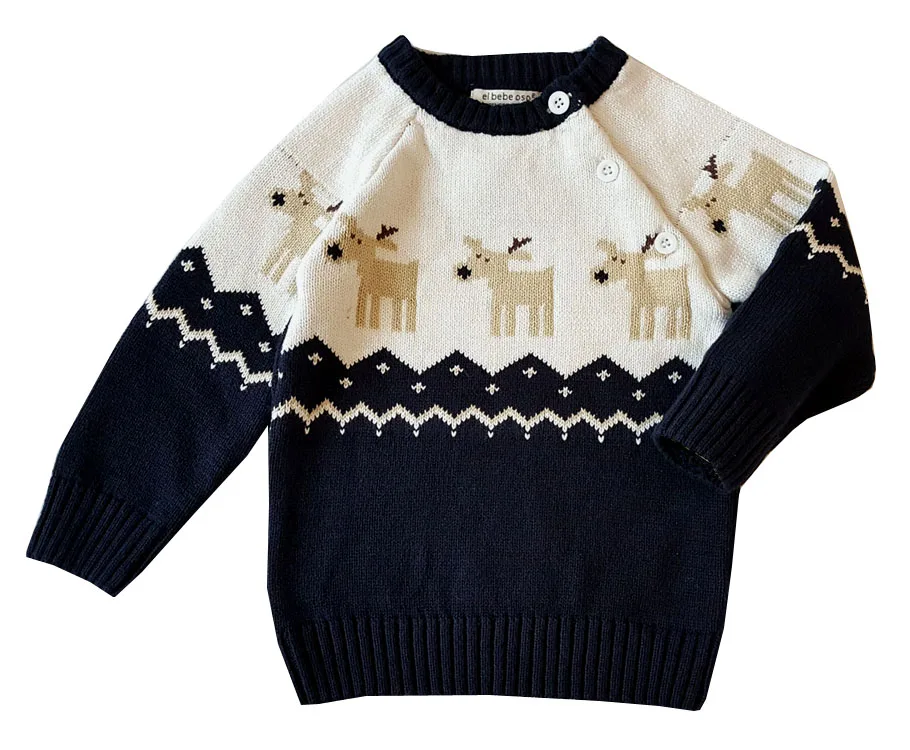 Свитер для девочек; топы; детский вязаный свитер; унисекс; зимний детский свитер; Рождественская Одежда для маленьких мальчиков; пуловер для маленьких девочек - Цвет: Navy