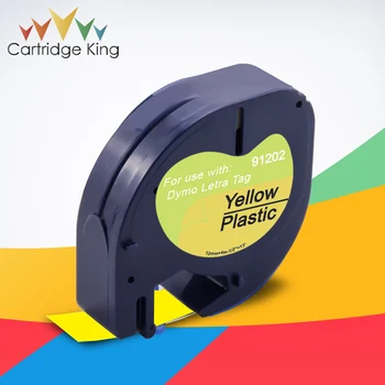 

12mm Plastic Tape 91202 91332 91222 Black on Yellow Compatible for Dymo LetraTag T-100H LT-100T Plus QX50 XM XR 2000 Typewriter