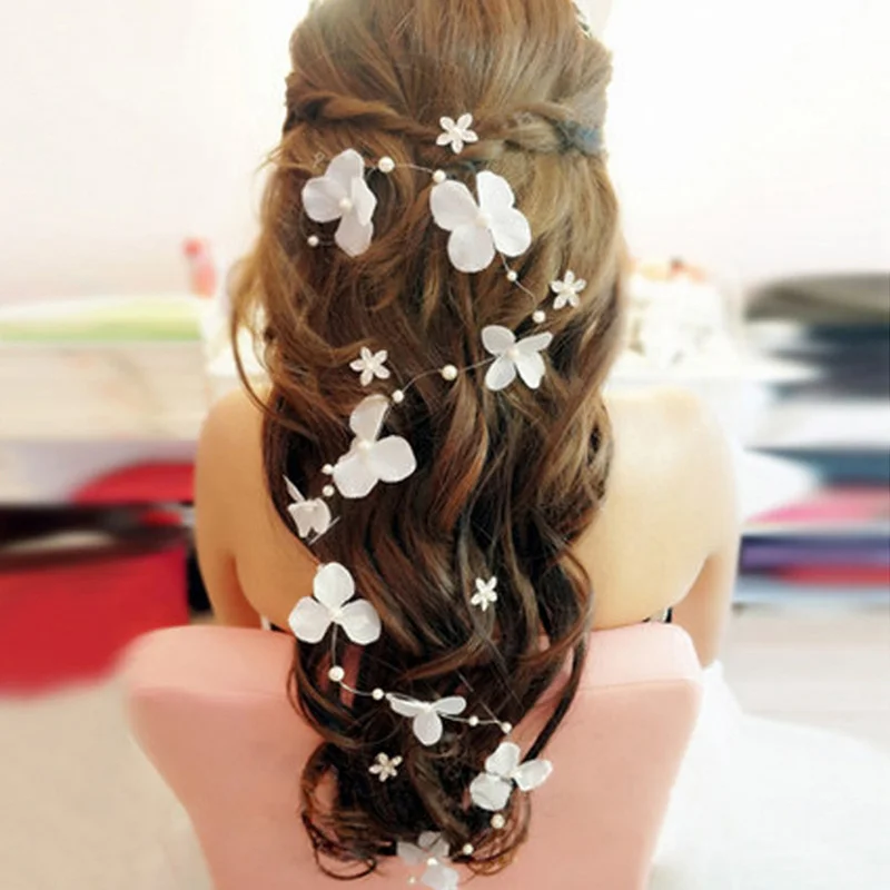 Newly Fashion Women Girl Flower Fake Pearl Headband Hair Vine Headpiece Wedding Hair Accessories jewelry accessories,hair accessory,hair headdress,bridal headwear,hair band crown