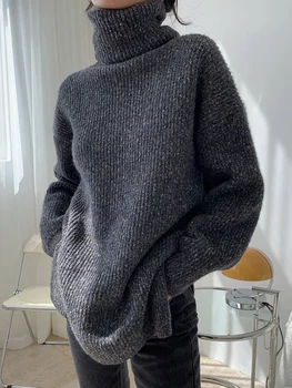 

Winter Vintage Turtleneck Sweat Fashion Women's Sweaters Thick Warm Women Jumper Casual Pullovers Knitted Sweaters Woman
