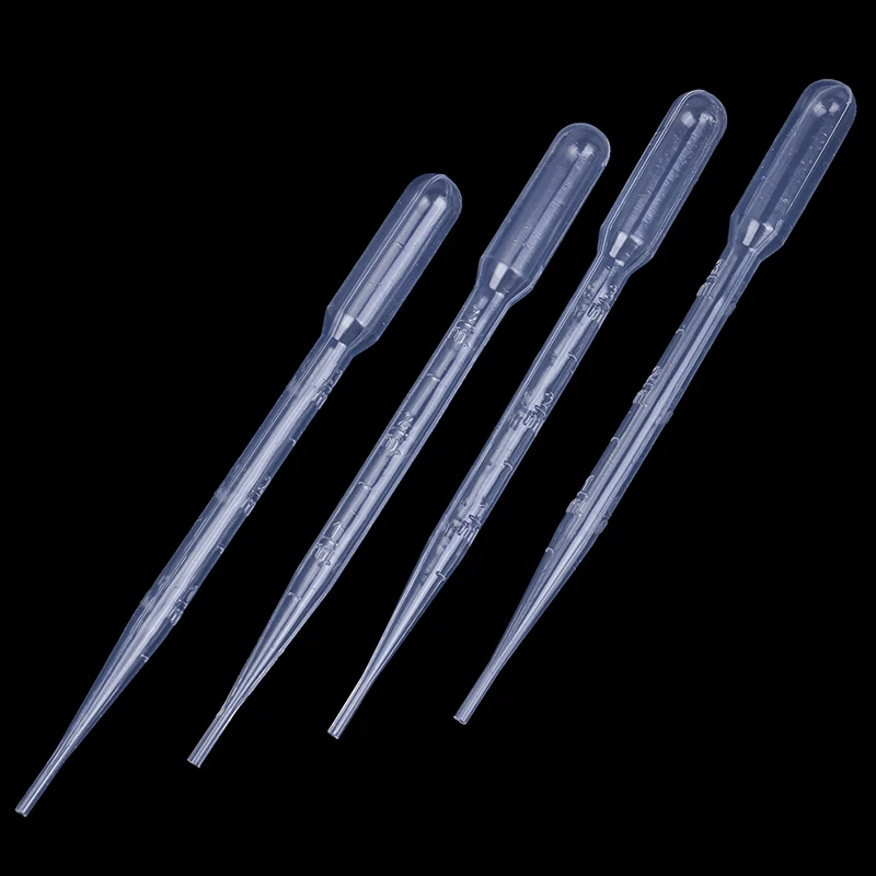 4pcs 3ML Laboratory Tools Pipettes Plastic Disposable Graduated Pasteur Pipette Dropper Polyethylene Makeup Tools