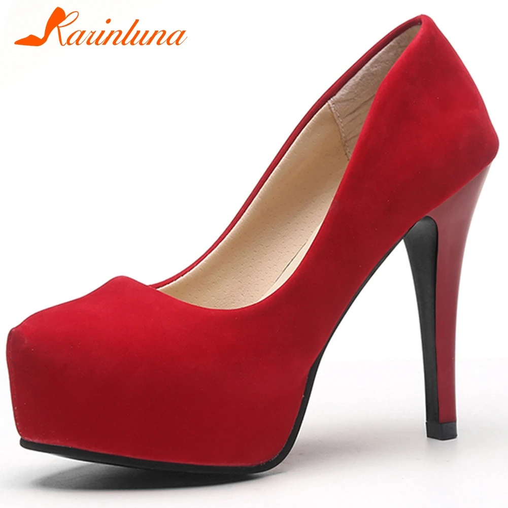 

Karinluna 2020 New Arrivals Thin High Heels Platform Shoes Woman Pumps Wholesale Slip-On Concise Party Pumps Women Shoes