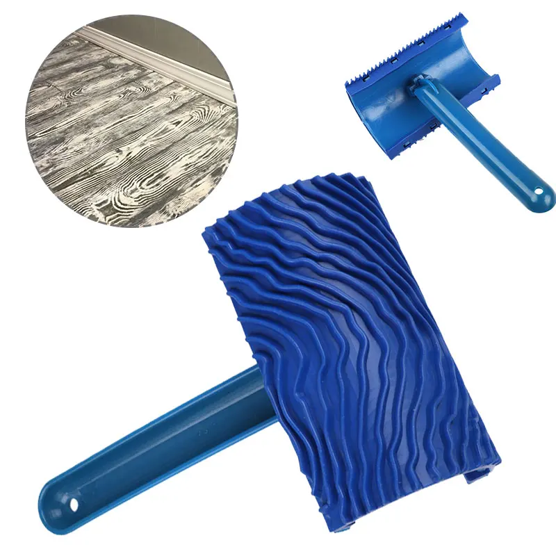DIY Graining Painting Tool Wood Grain Pattern Roller Blue Rubber