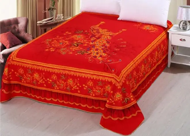 Матовая ткань для простыни, цветок, простыня с печатным рисунком 245 см x 245 см - Цвет: RED