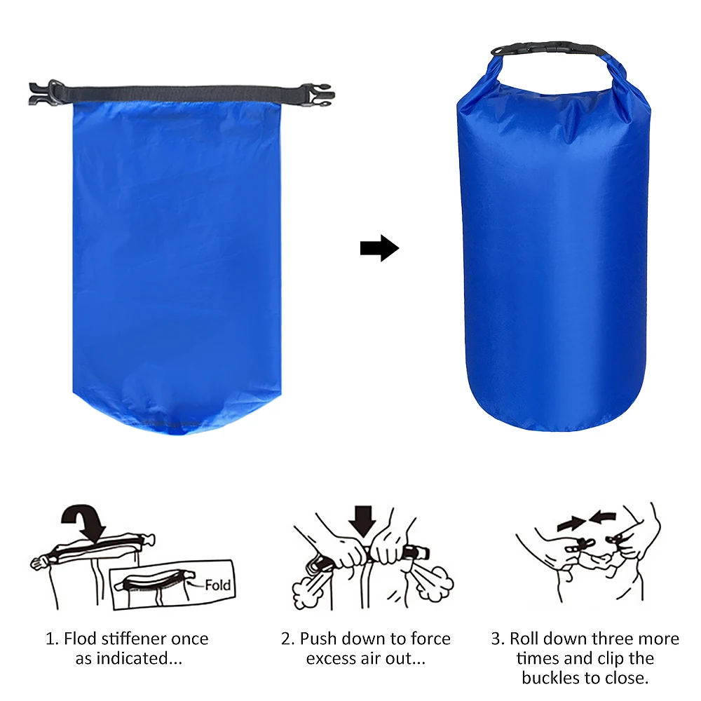 3 Pack Folding Waterproof Bag 2L+4L+8L Ultralight Dry Sacks Dry Bag for Outdoor Camping Hiking Traveling Kayaking Fishing