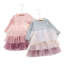 Коллекция года, Осеннее детское зимнее платье принцессы с длинными рукавами для девочек Детские платья-пачки для маленьких девочек, костюм для маленьких девочек, одежда