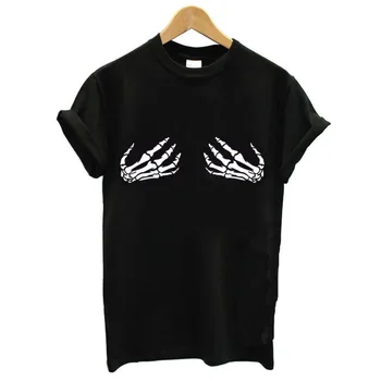 

Skeleton Hand Print T Shirt Women Short Sleeve O Neck Loose Tshirt 2020 Summer Fashion Women Tee Shirt Tops