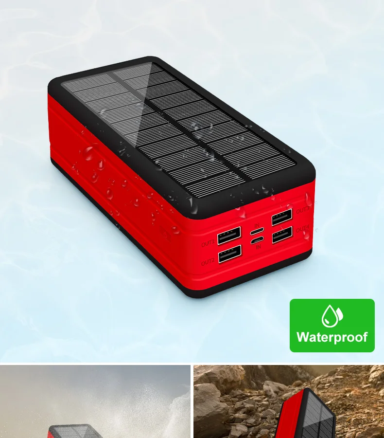 99000mAh Solar Powerbank Large Capacity Portable Outdoor Travel External Battery with SOS LED Light for iPhone13 Samsung Xiaomi power bank battery