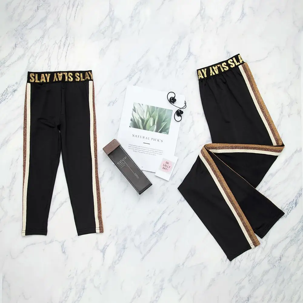

PatPat Spring Summer and Autumn New Parent-child Casual Mother and My Fashion Letter Sports Leggings Pants Black Sweatpants