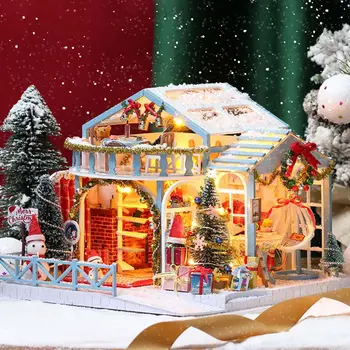 

2020 Fashion Cute DIY DollHouse Wooden Doll Houses Miniature Dollhouse Furniture Kit Toys For Children New Year Christmas Gift