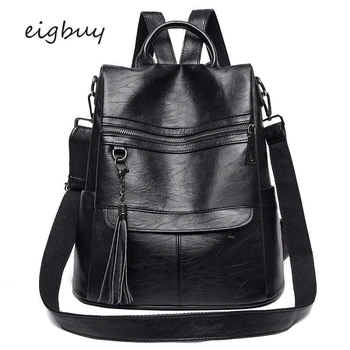 

Ladies Korean Style Student College Pu Zipper Solid Black Casual Teenage Backpacks For Girls 48rbwl Anti Theft Backpack Plecak