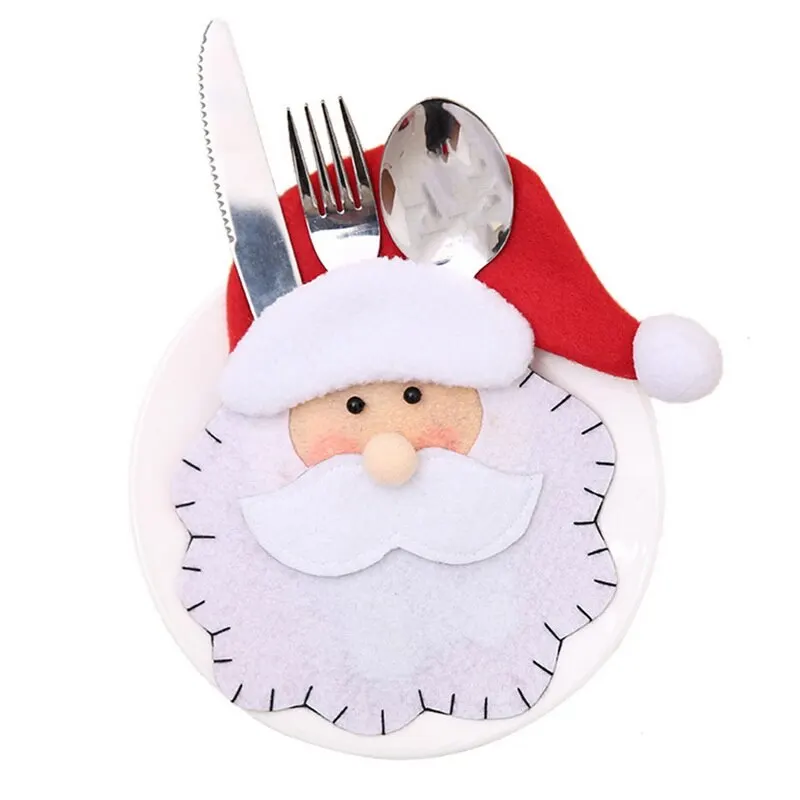 Рождественские карманные вилка, нож, столовые приборы держатель сумка Санта шляпа олень Xtmas новогодние вечерние украшения стола - Цвет: 1Pcs