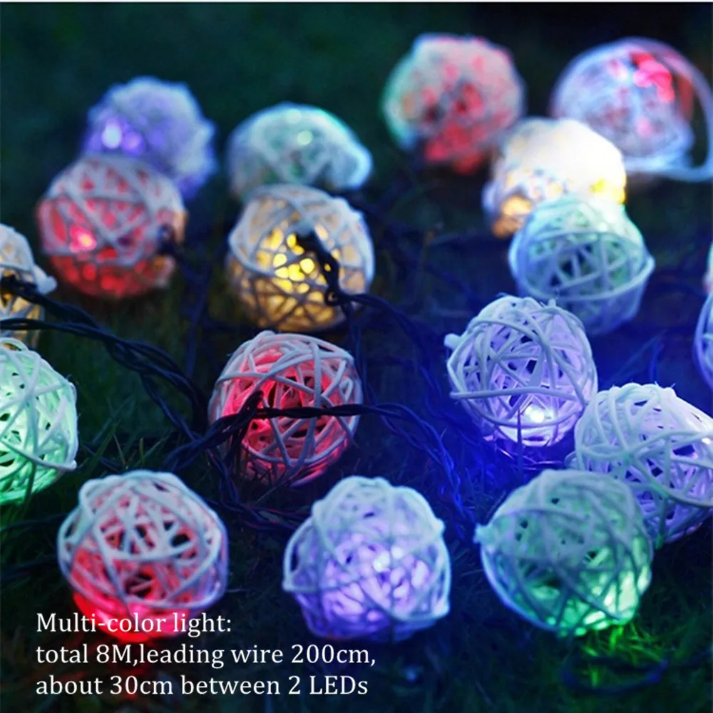 Solar String Lights Garland Rattan Light String Outdoors 20 LED Garden Christmas Wedding Lights Party Decoration