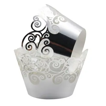 

Cupcake Wrappers 60 Filigree Artistic Bake Cake Paper Cups Little Vine Lace Liner Baking Cup Muffin Case Trays for Wedding Party