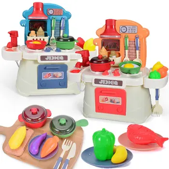 

Children's Kitchen Simulation Girl Toy Set DIY Press Water Sound And Light Parent-child Toy Set Educational Toys