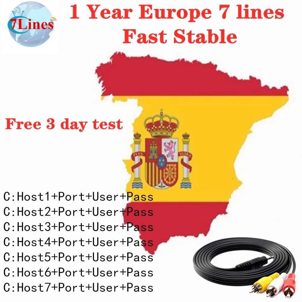 

1 Year Cccams Europe 7 line Sharing Server For DVB-S2/S HD Satellite TV Receiver Support Italy Spain French Fast Stable Cable