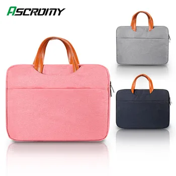 

Leather Laptop Bag Waterproof Notebook Sleeve For MacBook Air Huawei Dell Xiaomi Lenovo Case Handbags Cover 14" 15.6" Business