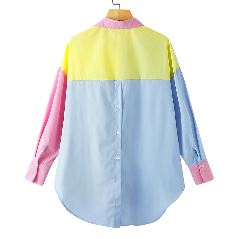 Celmia 2021 Fashion Women Long Shirt Elegant Long Sleeve Blouse Casual Buttons Vintage Tops Color Patchwork Asymmetrical Blusas