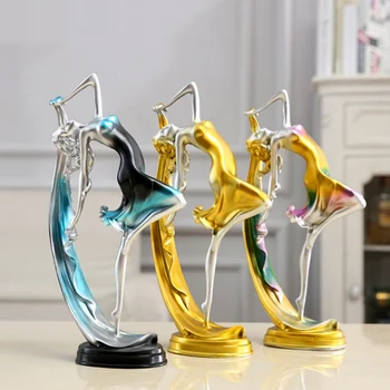 

Resin Dance Movements Dancer Crafts Collectible Figurine Sculpture Home Office Tabletop Ornament Europe Living Room Wall Decor