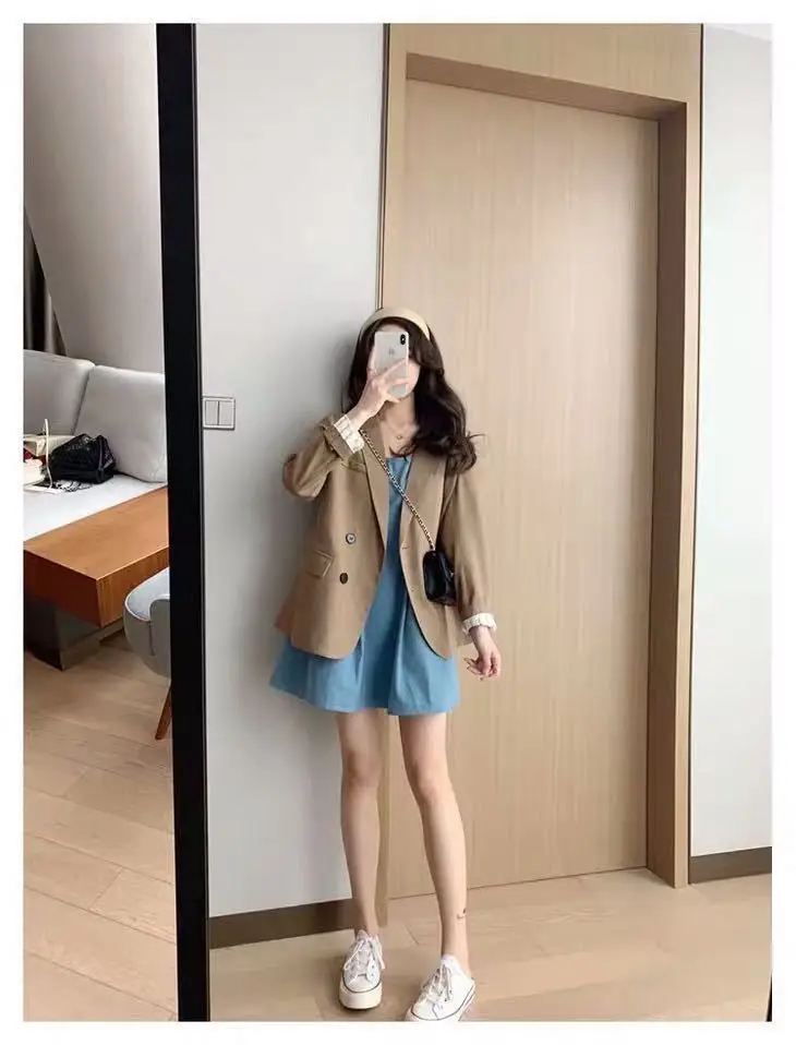 Blazers Womens Autumn Fashion Basic Outwear Notched Single Breasted Solid Casual Daily New Korean Style Female Office Lady Tops green pant suit