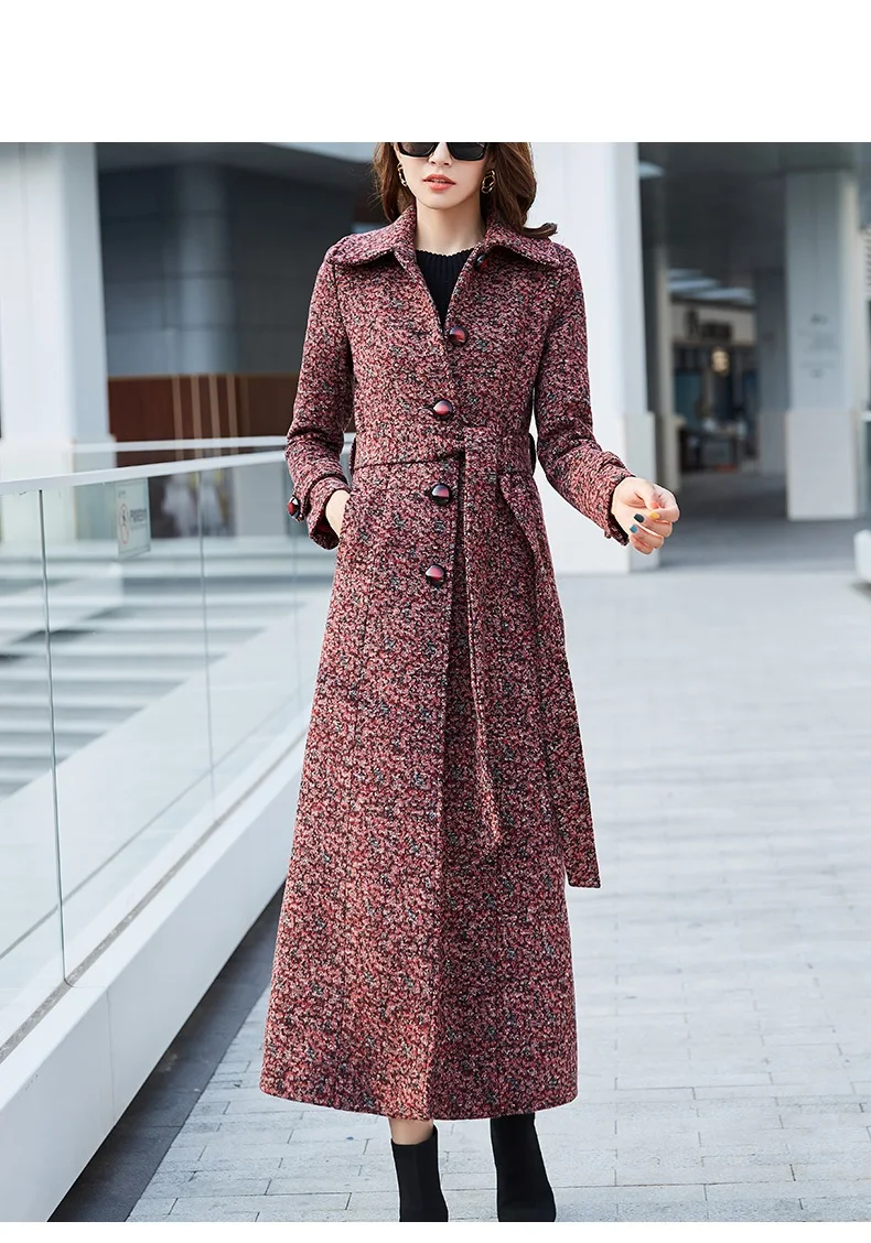 Классическое пальто, шерстяное пальто для женщин, новая осенне-зимняя одежда среднего возраста, однобортная Женская кашемировая верхняя одежда, длинные пальто 3XL