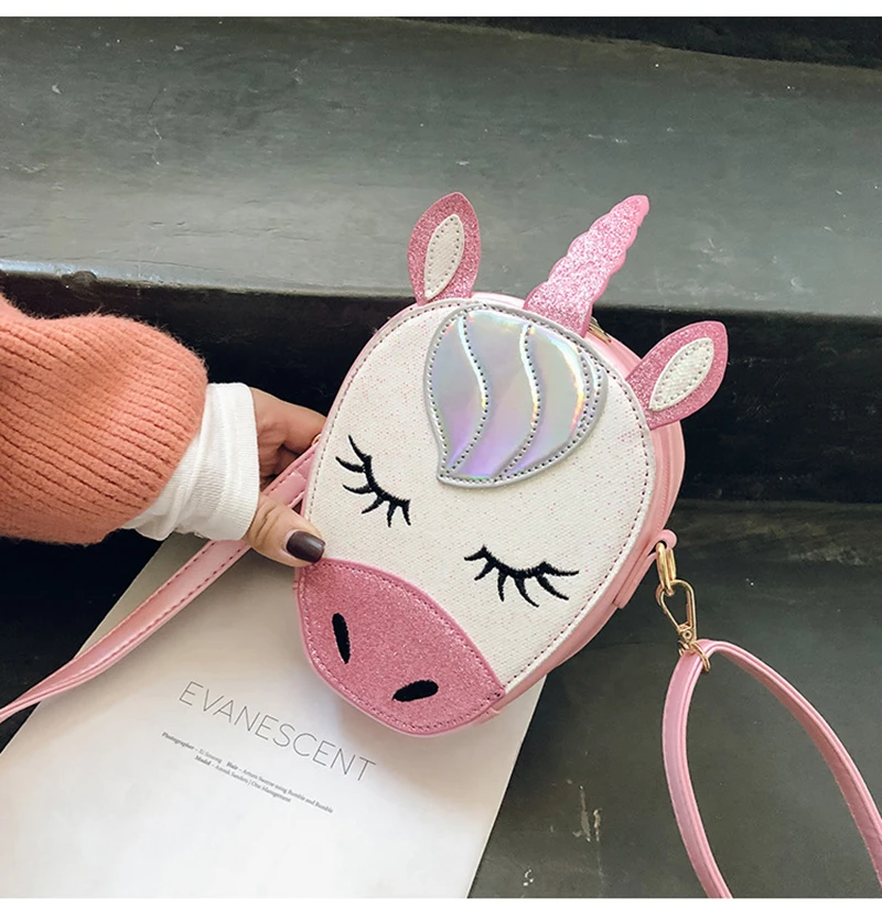 Сумка через плечо с блестками и единорогом для девочек; милая сумочка из искусственной кожи; Летняя женская сумка-мессенджер для телефона