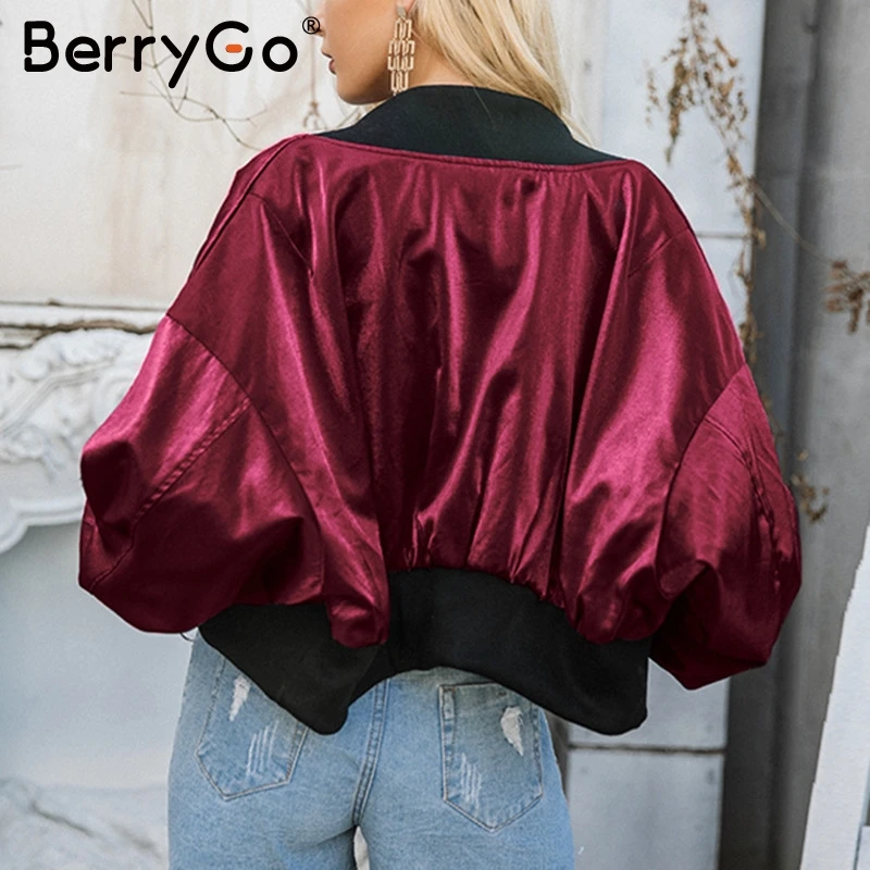 BerryGo Женская куртка с рукавом летучая мышь, верхняя одежда, пальто, уличная бейсбольная Базовая куртка, модная осенне-зимняя женская куртка