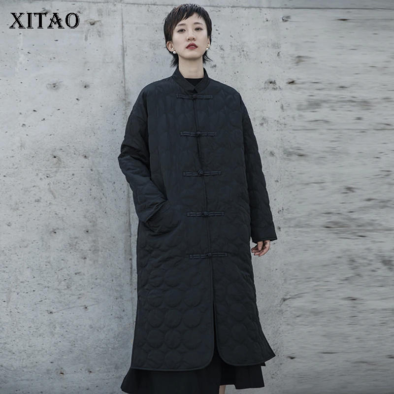 XITAO, Черная Женская парка, модная, новая, с одной грудью,, зимнее, длинный рукав, элегантное, маленькое, свежее, длинное, повседневное, Свободное пальто, XJ2743