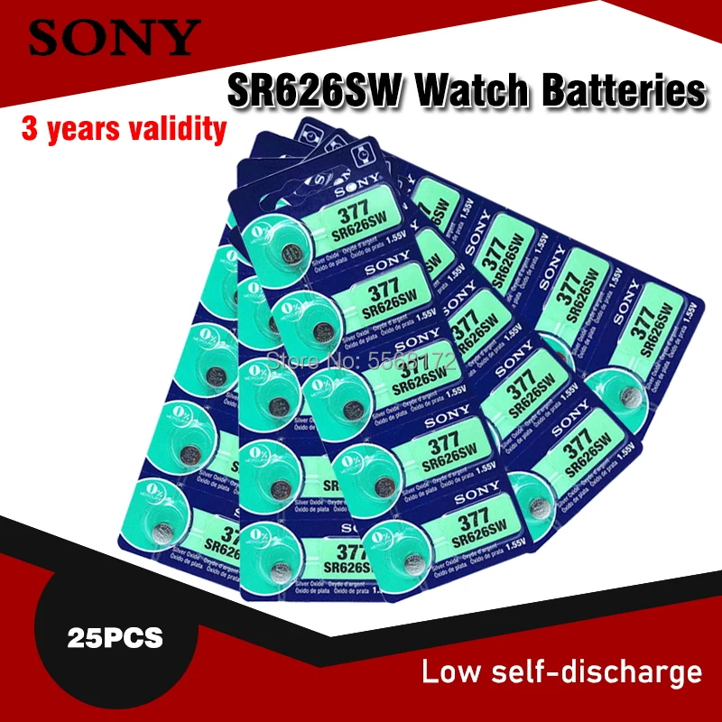 25 шт. 100% оригинальный 1 55 в 377 377A SR626SW SR626 AG4 LR626 SR66 AG 4 кнопочный элемент для часов