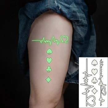 

Waterproof Temporary Luminous Tattoo Sticker Love Wave Heart Beat Geometric Shape Flash Tatoo Fake Tatto for Kids Women Men