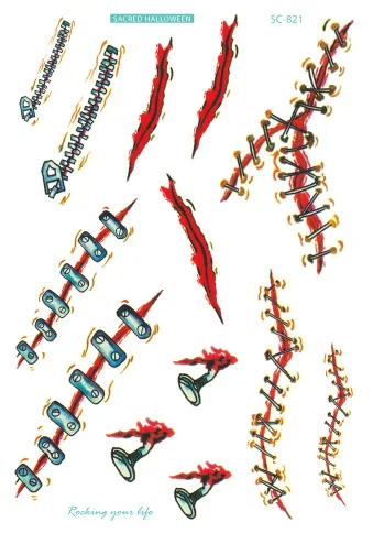 Временные татуировки, поддельные татуировки, стикер Счастливого Хэллоуина, шрам, губы, улыбка, флеш-тату, для рук, для ног, водонепроницаемые татуировки для мужчин, женщин, детей - Цвет: Армейский зеленый