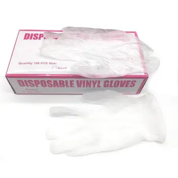 

100PCS Transparent Disposable Vinyl Gloves Home Factory Work PVC Sanitary Protective Gloves For Food Cleaning Kitchen Cooking